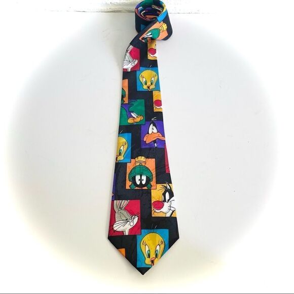 🚨4$25 VINTAGE 90s LOONEY TUNES Mania Mens Tie - Picture 1 of 3